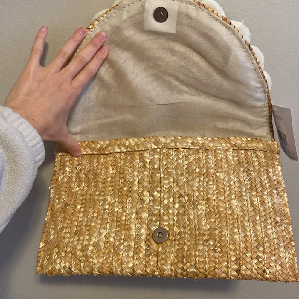 Shiraleah Straw Clutch with White Poms - Picture 3 of 3